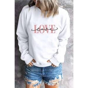 NEW TRENDSI love sweatshirt in white